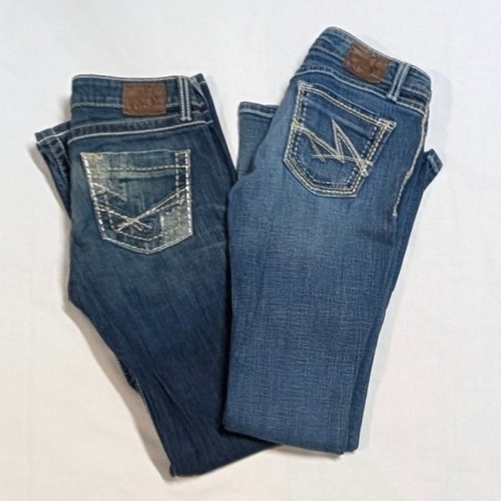 Bundle of 2 BKE Sabrina Bootcut Jeans Distressed Low Rise Denim 26x31.5